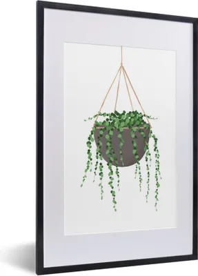 Produktbild von MuchoWow® MuchoWow® Gerahmtes Poster Pflanzen - Hängender Blumentopf - Zimmerpflanzen 40x60 cm - Poster mit zchwarzem Bilderrahmen - Poster in Rahmen