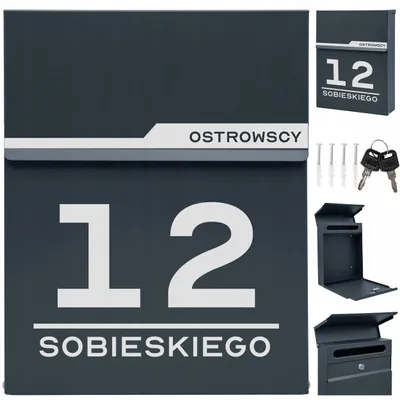 Zdjęcie produktu dla Skrzynka Pocztowa Na Listy Antracyt + Wzory Napisy