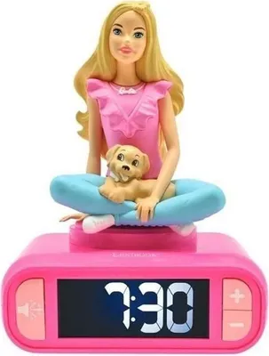 Immagine prodotto di Sveglia digitale Barbie, luce notturna 3D, effetti sonori, 6 suoni di allarme, funzione snooze
