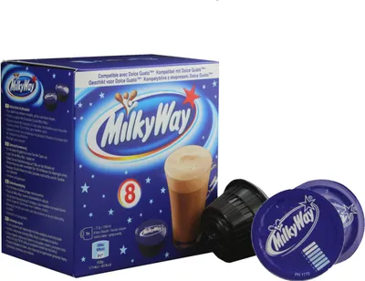 Produktbild von Milky Way Pods Getränkepulver, Kakaogetränk, Schokogetränk, Milky Way Riegel, Dolce Gusto kompatibel, Kaffeekapseln, 8 Kapseln