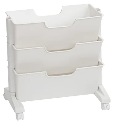 Image de Étagère mobile, blanche, 3 niveaux, grande capacité, roulettes universelles, en plastique, mobile dans la pièce