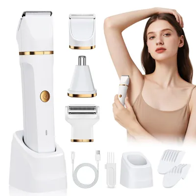 Produktbild von Damenrasierer für Damen 3-in-1 Bikini-Trimmer IPX7 wasserdicht Nasentrimmer wiederaufladbar Schamhaartrimmer für Damen nass und trocken schmerzloser