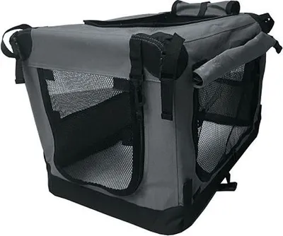 Produktbild von Reisebox Premium Anthrazit XXL (102 cm) – Nylon-Softbank – faltbar – leichte Hundebox – Autobox Transportbox