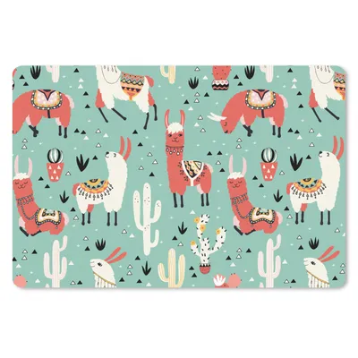 Produktbild von MuchoWow® Mauspad Mousepad Lama - Muster - Kaktus 27x18 cm - Mousepads - Maus Mat - Pad - Mausunterlage - Büroartikel - Desk Matten
