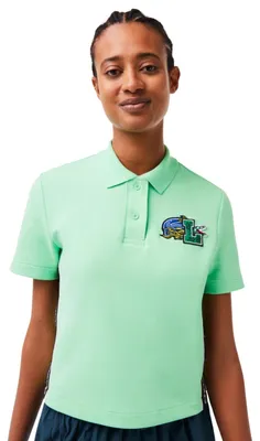 Image de Polo pour femmes Lacoste Holiday, coupe classique, en Coton, couleur verte, taille XXS