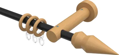 Produktbild von Interdeco Gardinenstange / Vorhangstange Schwarz / Buche lackiert, Typ Adrian Doman (Doppelkegel), 16 mm Ø 1-läufig, 480 cm