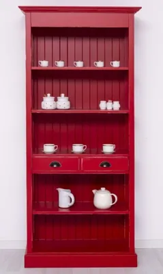 Produktbild von Casa Padrino Landhausstil Shabby Chic Schrank Antik Rot 91 x 39 x H. 197 cm - Landhausstil Esszimmer Schrank - Massivholz Möbel - Landhausstil Shabby Chic Möbel