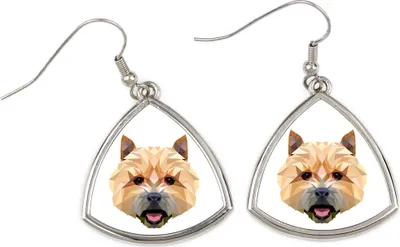 Immagine prodotto di Norwich Terrier - Orecchini con un'immagine e la scritta "Cane geometrico" di Art-Dog