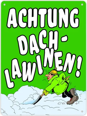 Produktbild von Dachlawine Metallschild XL in 21x28 cm zum Thema Schneefall im Winter in