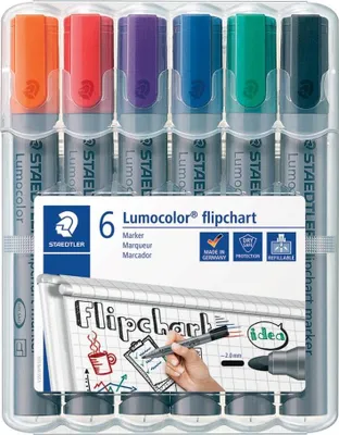 Zdjęcie produktu dla Staedtler 356 WP6, 6 szt., Czarny, Niebieski, Zielony, Pomarańczowy, Czerwony, Fioletowy, Szary, Polipropylen (PP), 2 mm