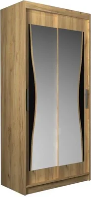 Obrázek produktu pro Šatní skříň s posuvnými dveřmi BETTSO Šatní skříň se zrcadlem 120 x 216 cm TUMI dub Wotan