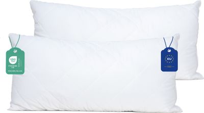 Kopfkissen 40x80 (2er Set) Steppkissen füllkissen Bettkissen Mikrofaser Kissen für Allergiker Schlafkissen Pillow (Weiß, 40 x 80 cm)
