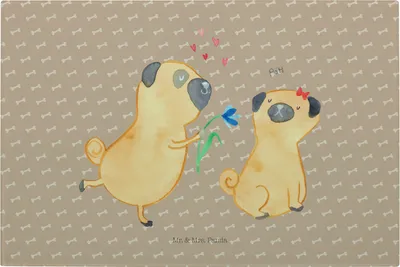 Produktbild von Mr. & Mrs. Panda Hackbrett Mops Verliebt - Hundeglück - Geschenk, Knuffig, Glas Schneidbrett, Sprüche, Schneideplatte, Liebe, Hund, Schneidebrett Aus, Schneidplatte