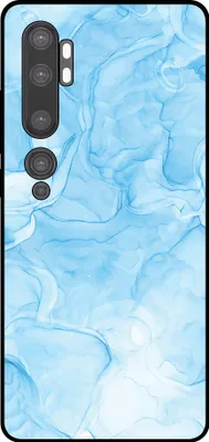 Produktbild von Smartphonica Handytasche Passend für Xiaomi Mi Note 10 / 10 Pro mit Marmordruck - TPU Rückendeckung Fall Marmor Design - Hellblau