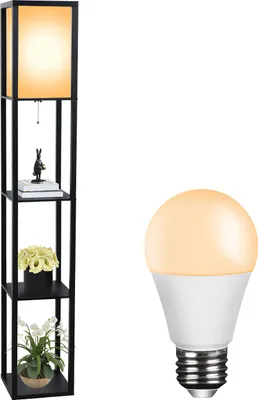 Produktbild von Puluomis 3 Ebene Stehlampe Stehleuchte Bodenlampe 160cm E27 Innenbeleuchtung Holz Schwarz mit 8W Birne