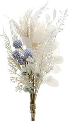 Produktbild von Kunstblumenstrauß mit Farn und Kugeldisteln für elegante Dekoration