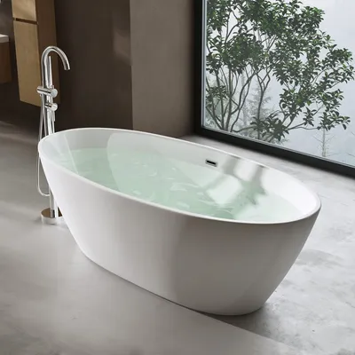 Produktbild von doporro Freistehende Design-Badewanne Vicenza599 150x79x56cm Oval Weiß Acryl-Standbadewanne mit Ablaufgarnitur DIN-Anschlüssen