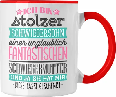 Produktbild von Trendation - Schwiegersohn Geschenk von Schwiegermutter Schwiegersohn Spruch Geschenkidee Geburtstag Weihnachten (Rot)