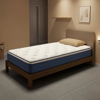Produktbild von VASAGLE Federkernmatratze 90 x 200 x 20 cm, Gel-Memory-Schaum, mittelfest, 7-Zonen, Schlafzimmer, atmungsaktiv, blau