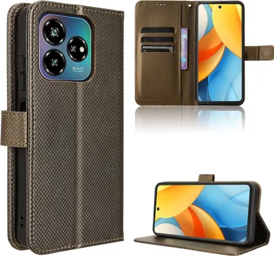 Image de Pour ZTE Blade V60 Vita / Axon 60 Lite Diamond Structure Art Cuir Housse de téléphone Marron