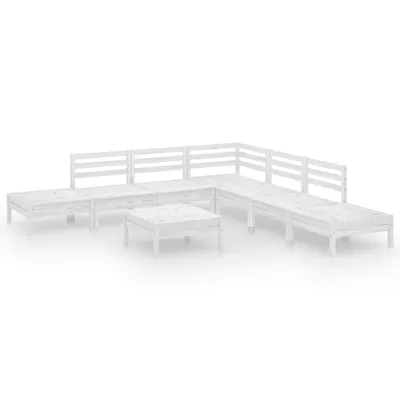 Produktbild von 8-tlg. Garten-Lounge-Set Massivholz Kiefer Weiß