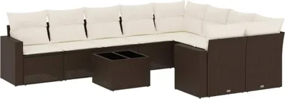 Produktbild von vidaXL 10-tlg. Garten-Sofagarnitur mit Kissen Braun Poly Rattan