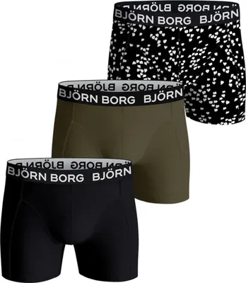 Immagine prodotto di Björn Borg - Uomo - Boxer in cotone elasticizzato, confezione da 3 - Colore/verde/nero - Taglia S