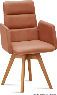 Produktbild von Armlehnstuhl drehbar (8er-Set) Dorit 52x92x60 Eiche geölt/Cognac