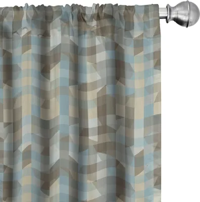 Zdjęcie produktu dla ABAKUHAUS Geometryczne zasłony, firanki, nowoczesny wygląd fraktalny z pionowym wzorem w delikatnych kolorach, 2 sztuki 75 x 175 cm, kolor jasnokremowy i jasnoniebieski