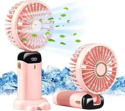 Immagine prodotto di Ventilatore portatile con display a LED - pieghevole - rosa