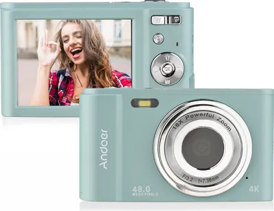 Obrázek produktu pro Přenosný digitální fotoaparát Andoer, 48 MP, 4K, 2,88" IPS displej, 16x zoom, automatické ostření, samospoušť, detekce obličeje, funkce proti otřesům, integrovaná baterie s poutkem na zápěstí, pouzdro na přenášení