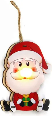 Produktbild von ACA Beleuchteter Weihnachtsmann aus Holz zum Aufhängen, 1 LED, batteriebetrieben (1xCR2032), WW, IP20, 7x2,3x10cm X0711668