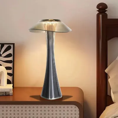 Produktbild von ZMH LED Tischleuchte Akku Touch Dimmbar Rauchgrau Nachttischlampe Tischlampe Moderne für Schlafzimmer Wohnzimmer Büro
