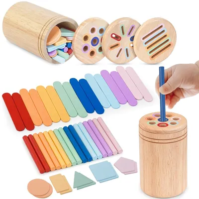Image de Jouet en bois Montessori 3-en-1 pour enfants de 1 à 3 ans