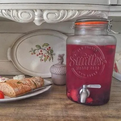 Image de Distributeur de boissons Famanu, capacité de 5 litres, avec robinet en acier inoxydable - idéal pour les limonades estivales