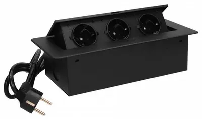 Obrázek produktu pro Stolní vestavná zásuvka, 3-kolíková, černá, 2500 W, 1,5 m připojovacího kabelu
