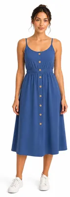 Produktbild von es-uk Damen Button-Down-Midi-Sommerkleid – ärmelloses Spaghettiträger-Sommerklei