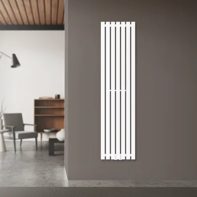 Produktbild von LuxeBath Paneelheizkörper Vertikal 370 x 1400 mm Weiß mit Mittelanschluss, Design Flach Heizkörper Einlagig Badheizkörper Badezimmer, ohne Heizstab