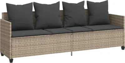Productafbeelding van vidaXL Zonnebed met kussen, lichtgrijs, polyrotan