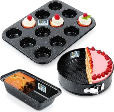 Produktbild von Vilde | Backformen Set - 3 Stück - Antihaftbeschichtung - Muffinform - Brotform - Springform