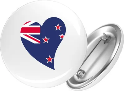 Produktbild von Huuraa Button Neuseeland Flagge Herz 25mm rund mit Sicherheitsnadel Ansteckbutton Geschenkidee