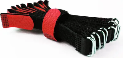 Produktbild von 10 x Klettkabelbinder 15 cm rot - Klett / Flausch auf GLEICHER SEITE! - Metallöse Goodymax®