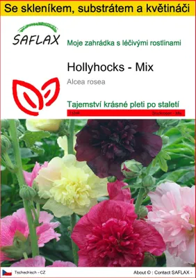 Obrázek produktu pro SAFLAX Kultivační sada - Hollyhocks - Mix - Alcea rosea - 100 Semena - S mini skleníkem, pěstebním substrátem a 2 květináči