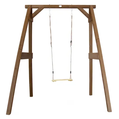 Produktbild von AXI Einzelschaukel mit Gestell aus  Holz in Braun  | Einzelschaukel mit Gestell für Kinder / Kinderschaukel | Schaukelgestell für den Garten