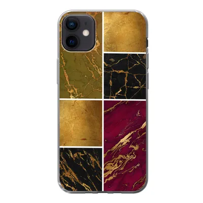Produktbild von MuchoWow® Handyhülle Schutzhülle Hülle für iPhone 12 mini Marmor - Gold - Schwarz - Rosa Silikon Softcase Handy Hülle - Bild
