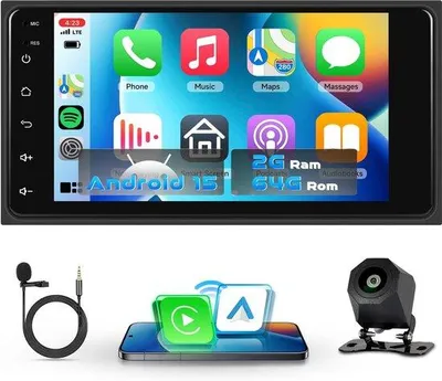 Zdjęcie produktu dla Radio samochodowe 7 cali - Android 15 - Bezprzewodowe Carplay - GPS i Bluetooth