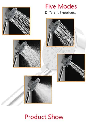 Produktbild von Handbrause mit Massagefunktion kalkabweisend 5 Strahlarten ABS