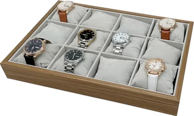 Produktbild von Holz Vorlagebrett für 12 Uhren 3x4 Uhrenkoffer Uhrentablett Uhrenpräsentation Uhrenaufbewahrung Uhrenbox Uhrendisplay Vorzeigetablett Vorlagetablett