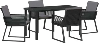 Produktbild von vidaXL Garten Essgruppe 5 Stk. Schwarz Pulverbeschichteter Stahl