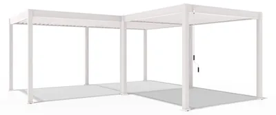 Produktbild von Weide Deluxe & Classic | Pergola Aluminium freistehend | 6 x 6 M | Lamellendach weiß + Verbindungskit 3 Meter